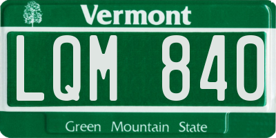 VT license plate LQM840