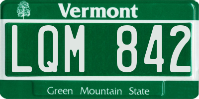 VT license plate LQM842