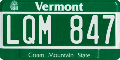 VT license plate LQM847