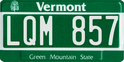 VT license plate LQM857