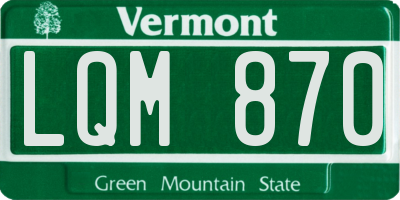VT license plate LQM870
