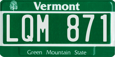 VT license plate LQM871