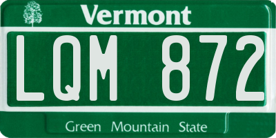 VT license plate LQM872