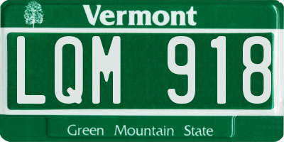 VT license plate LQM918