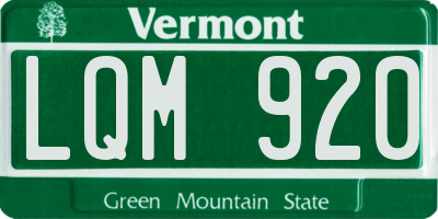 VT license plate LQM920
