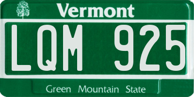 VT license plate LQM925