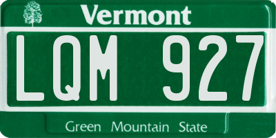 VT license plate LQM927
