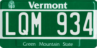 VT license plate LQM934