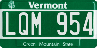 VT license plate LQM954