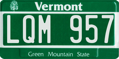VT license plate LQM957