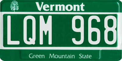 VT license plate LQM968
