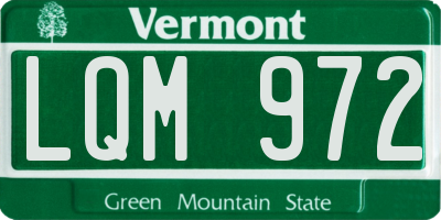 VT license plate LQM972