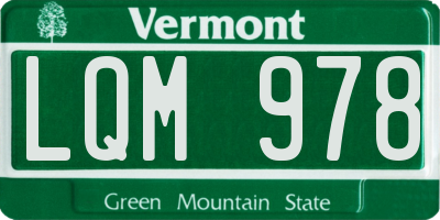 VT license plate LQM978