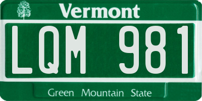 VT license plate LQM981