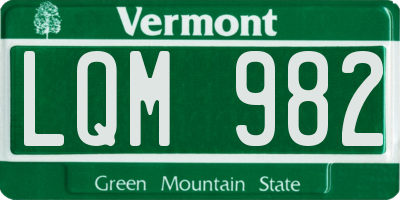 VT license plate LQM982
