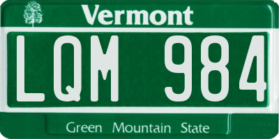 VT license plate LQM984