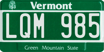 VT license plate LQM985