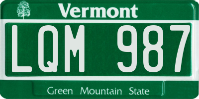 VT license plate LQM987