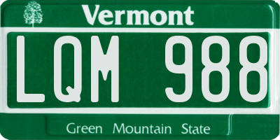 VT license plate LQM988