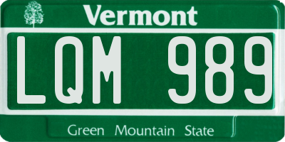 VT license plate LQM989