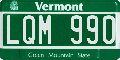 VT license plate LQM990