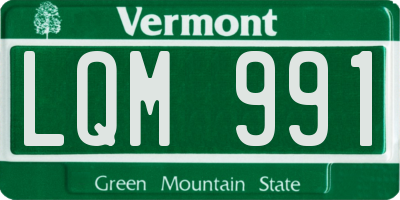 VT license plate LQM991