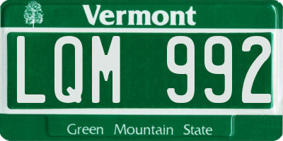 VT license plate LQM992
