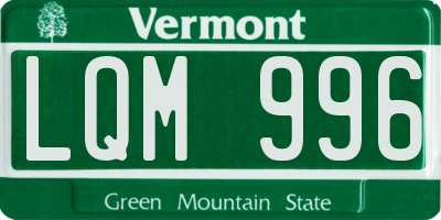 VT license plate LQM996
