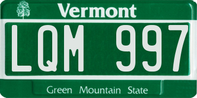 VT license plate LQM997