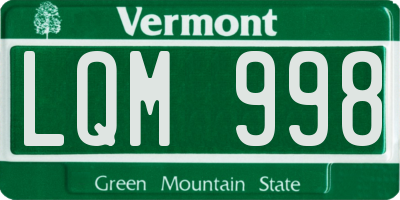 VT license plate LQM998