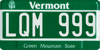 VT license plate LQM999