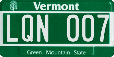 VT license plate LQN007