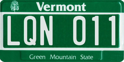 VT license plate LQN011