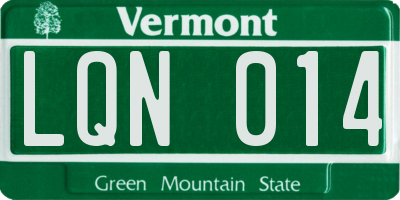 VT license plate LQN014