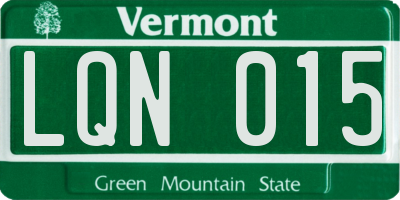 VT license plate LQN015