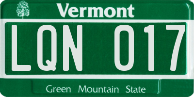 VT license plate LQN017