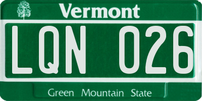 VT license plate LQN026