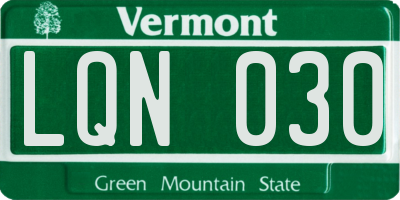 VT license plate LQN030