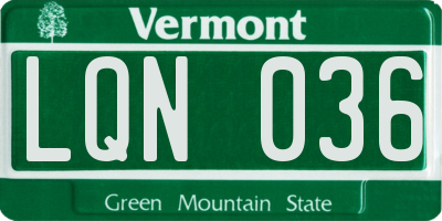 VT license plate LQN036