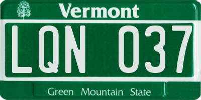 VT license plate LQN037