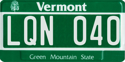 VT license plate LQN040