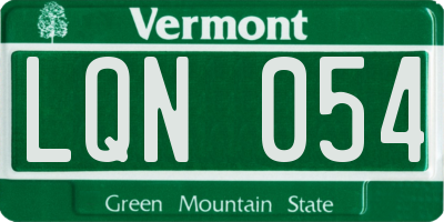 VT license plate LQN054