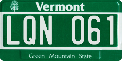 VT license plate LQN061