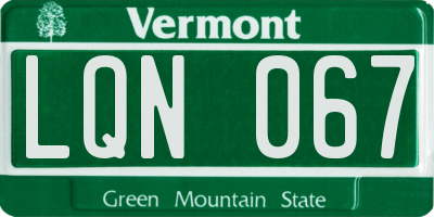 VT license plate LQN067