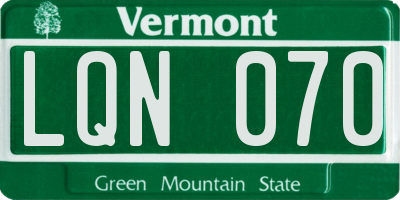 VT license plate LQN070