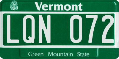 VT license plate LQN072