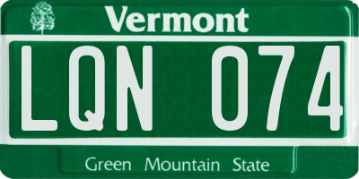 VT license plate LQN074