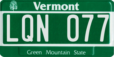 VT license plate LQN077