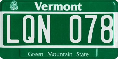 VT license plate LQN078