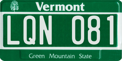 VT license plate LQN081